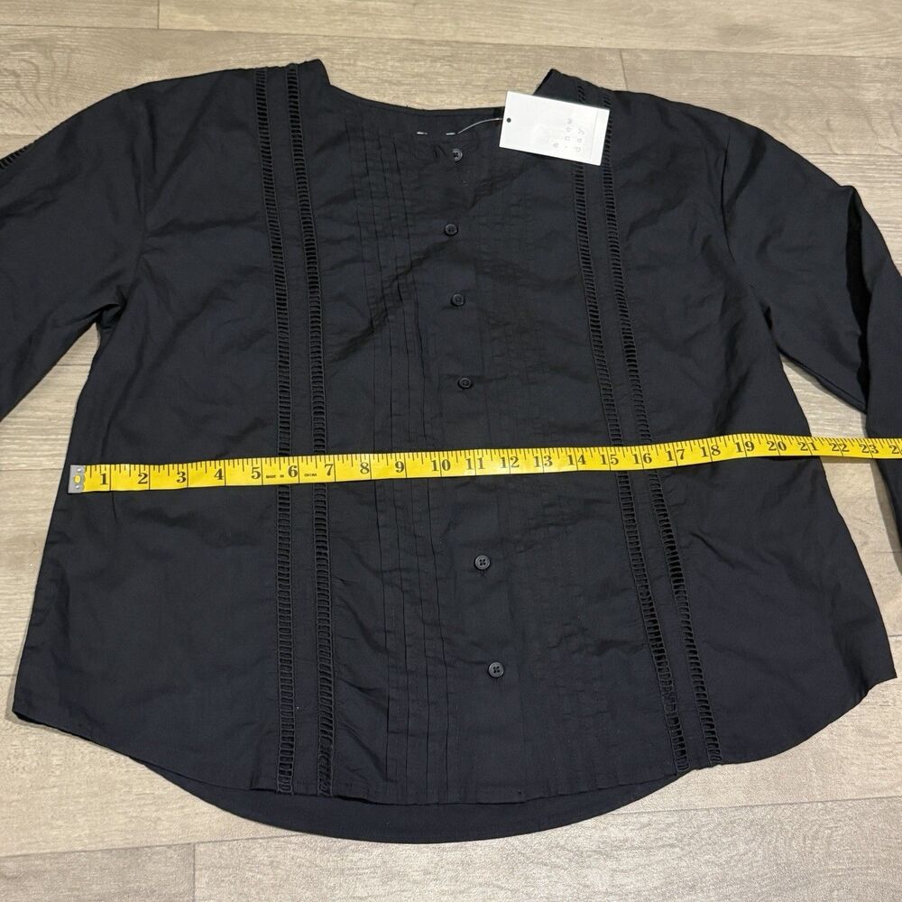A New Day Women's Balloon Sleeve Lace Trim Blouse Black Size S - Picture 7 of 9
